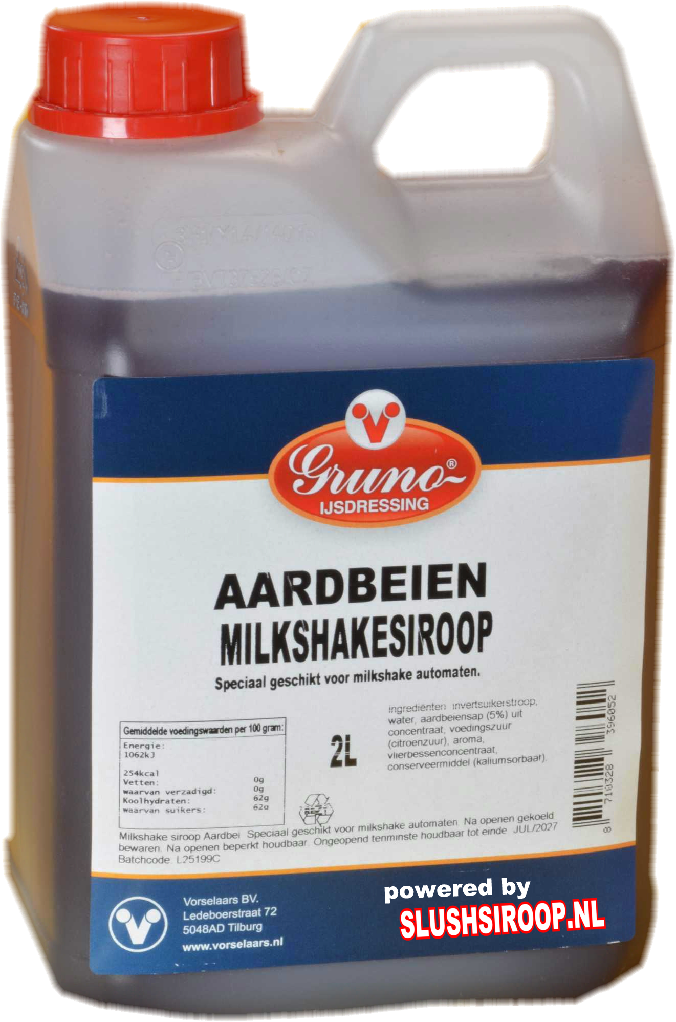 MilaNNE milkshake siroop aardbeien slushsiroop.nl tankje 2 liter